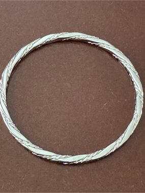 Vintage Monet SilverTone Bangle Bracelet Thin Braided Rope Twist